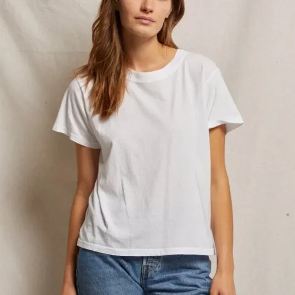 perfectwhitetee Ruby Crispy 100% Cotton Boxy Crewneck Tee White Size Medium - Picture 1 of 9